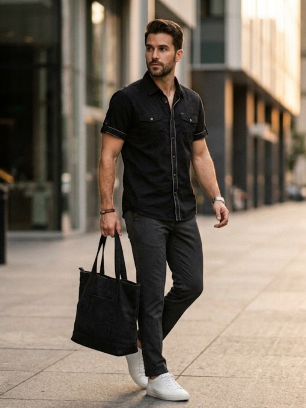 Guess Black‎ Button-Up Shirt Large /G